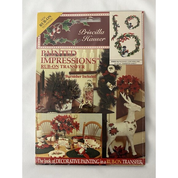Lot Of 4) Priscilla Hauser Painted Impressions Christmas Rub-On Transfers NEW - Picture 4 of 8